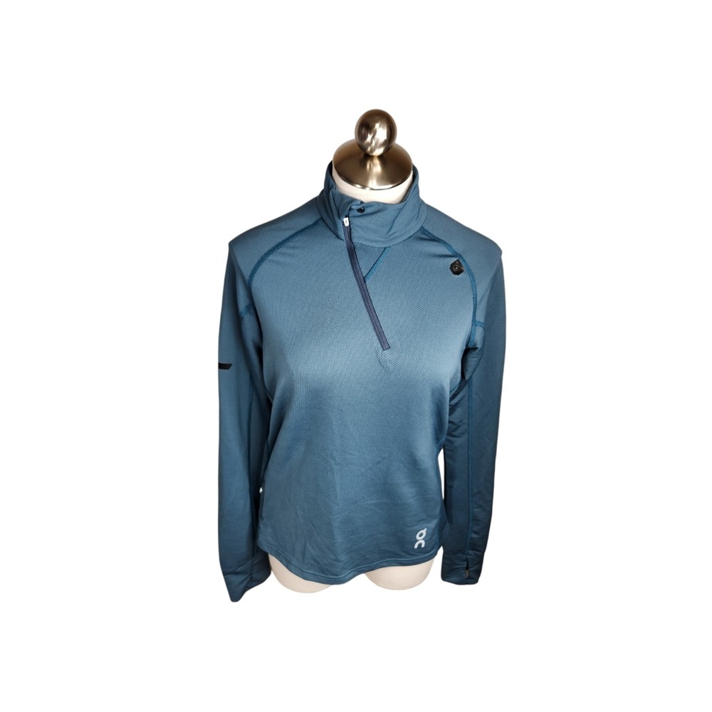 On Running Clima Shirt Womens M Storm‎ Navy 1/4 Zip Pullover Long Sleeve Running